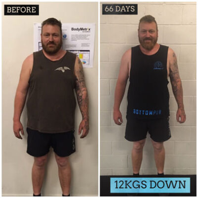 Client transformation showing 12 kilogram change